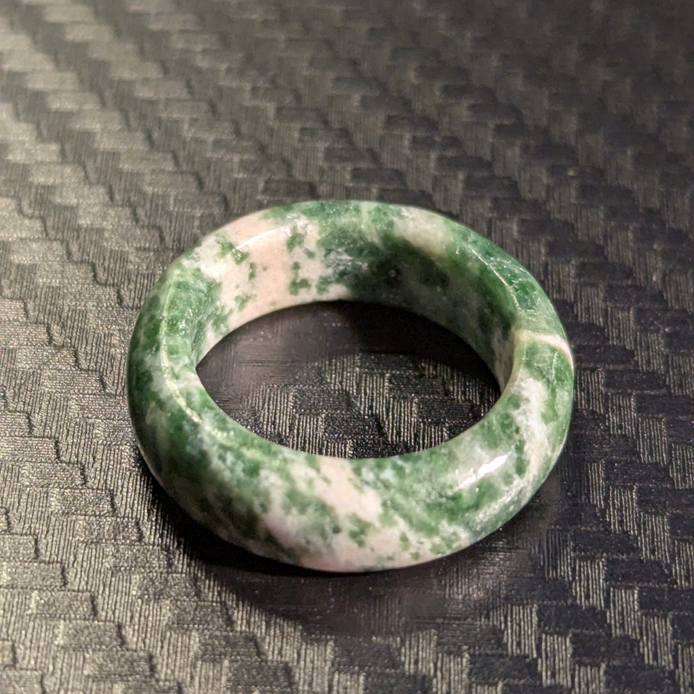 Green and White Jade Ring